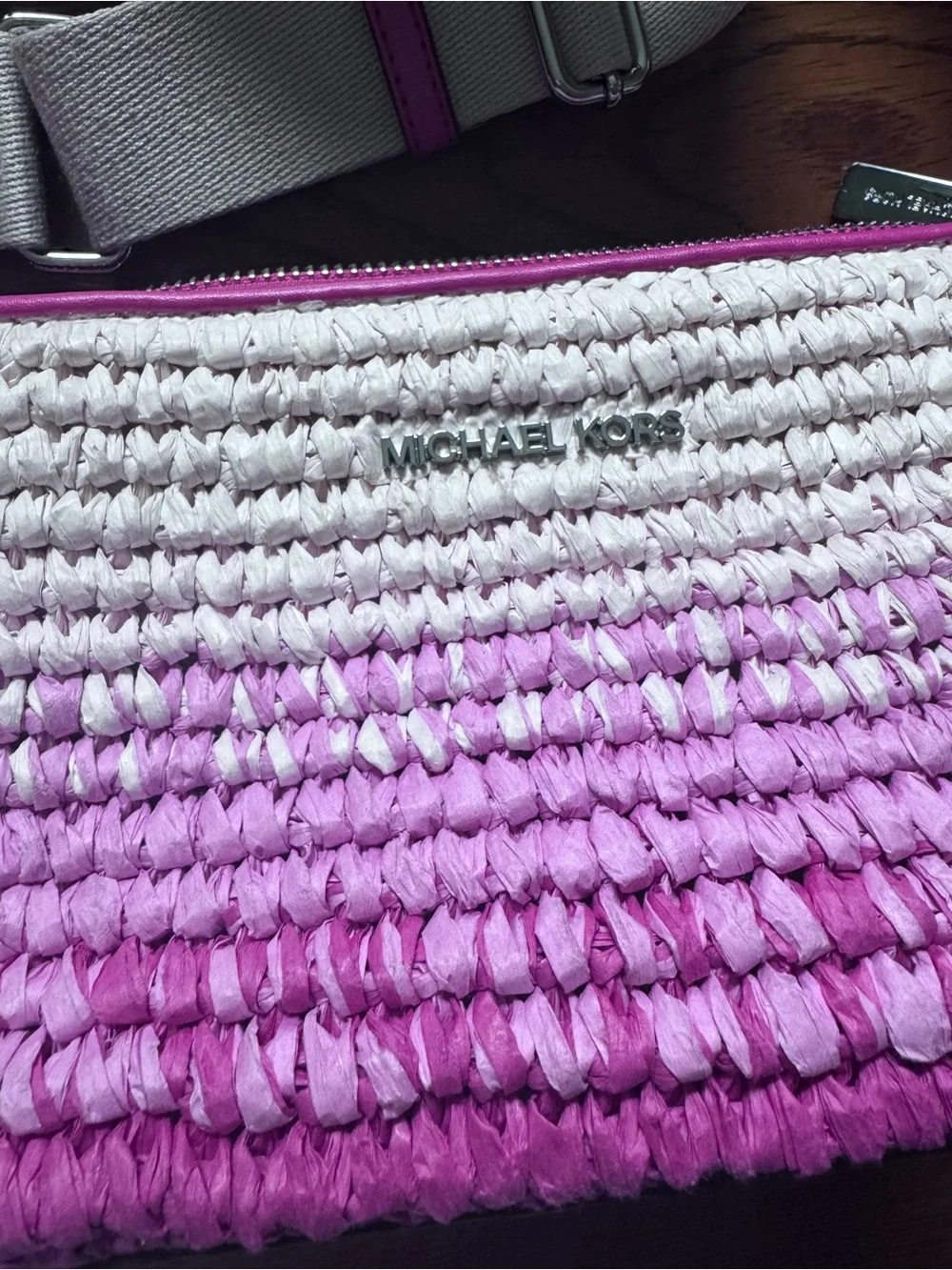 Michael Kors Like New Woven Ombre Pink Crossbody Bag - Picture 2 of 6
